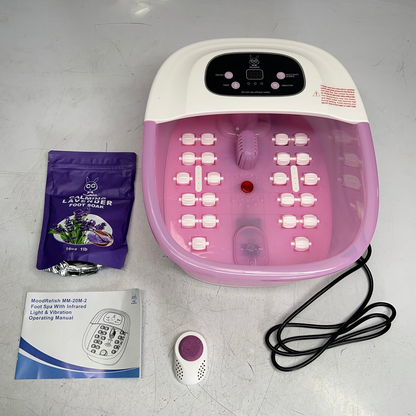 MOOD RELISH Foot Spa Bath Shiatsu Massage, Vibration & Red Ight Pink MM-20M-2