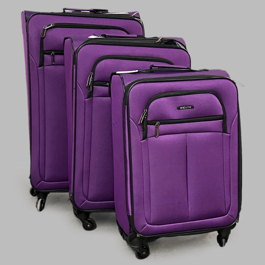 DEJUNO (3 PACK) Light Weight Expandable Spinner Rolling Suitcase Set Purple