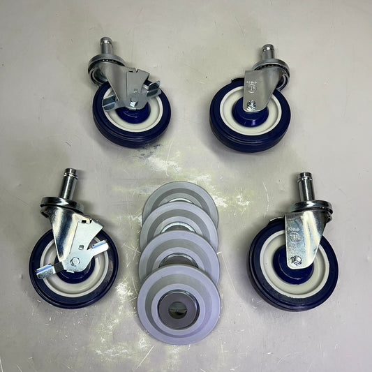 FOCUS (SET OF 4) Swivel Stem Caster W/ Brake Wheels 5" 250lb Load Cap FSCAST5B