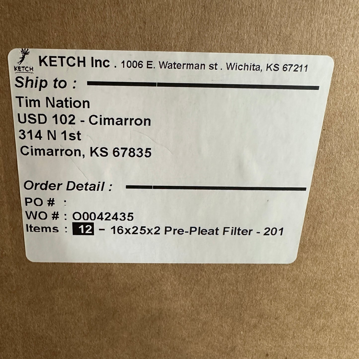 AIR FLOW AC/Furnace Air Filter White 16x25x2