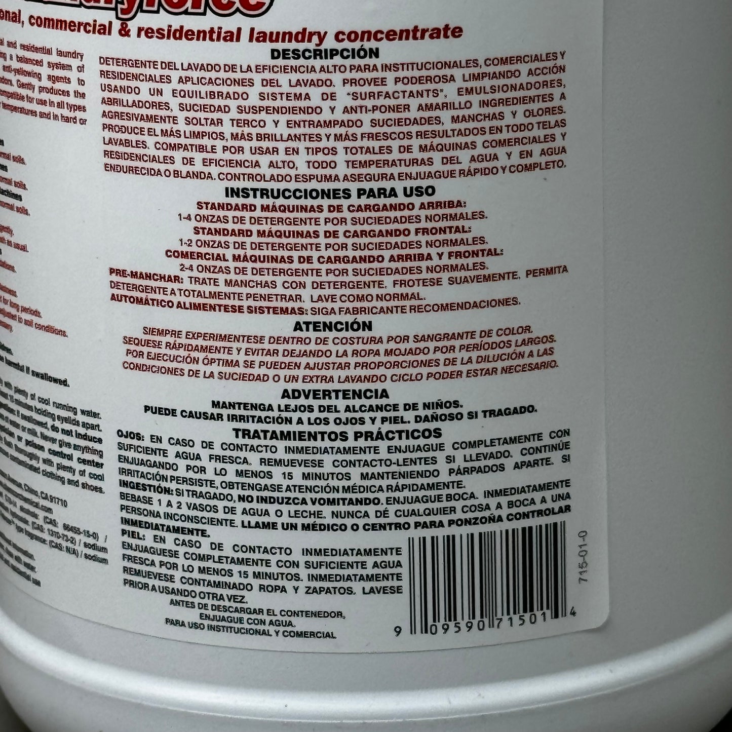 CHEMCOR (4 PACK, 4 GALLONS) Laundryforce Commercial HE Liquid Detergent 71501