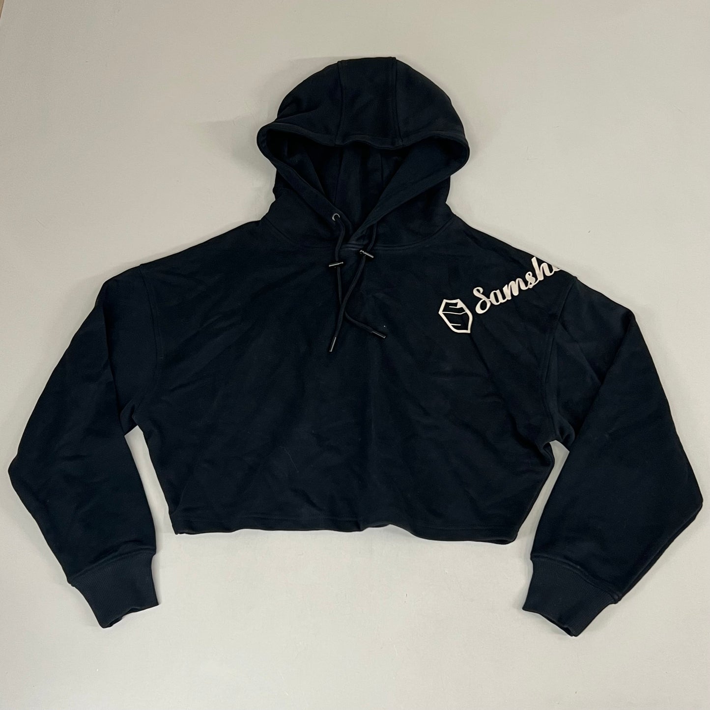 SAMSHIELD Equestrian Hooded Sweatshirt w/Sleeve Logo Women's Sz S Black