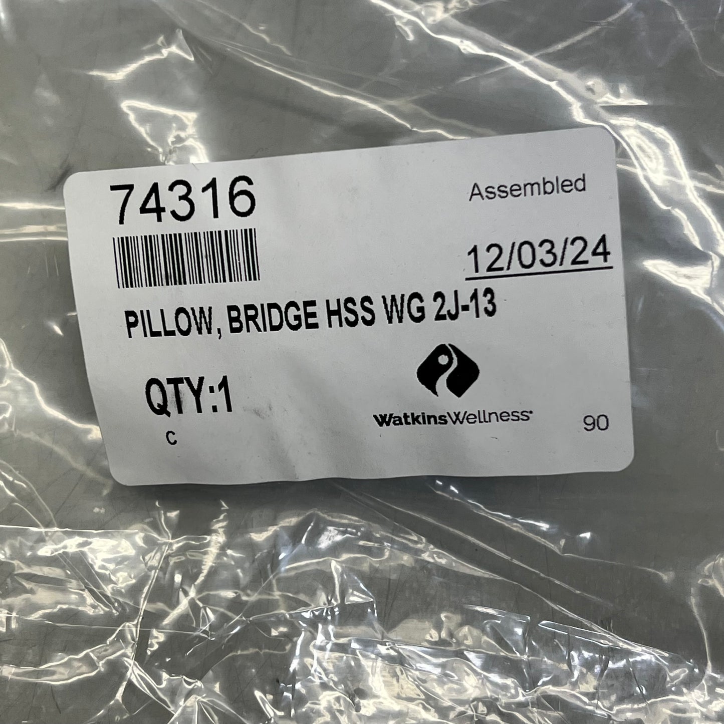 WATKINS WELLNESS Hot Spring Replacement Pillow For Spa 15"x5" Warm Grey 74316