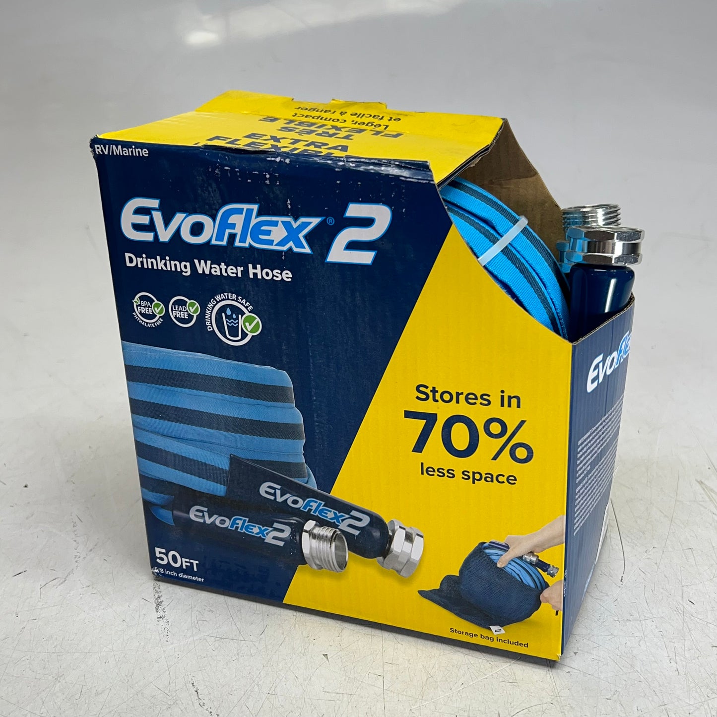 CAMCO Evo Flex2 Drinking Water Safe Hose Fabric Reinforced 50' Blue 22579