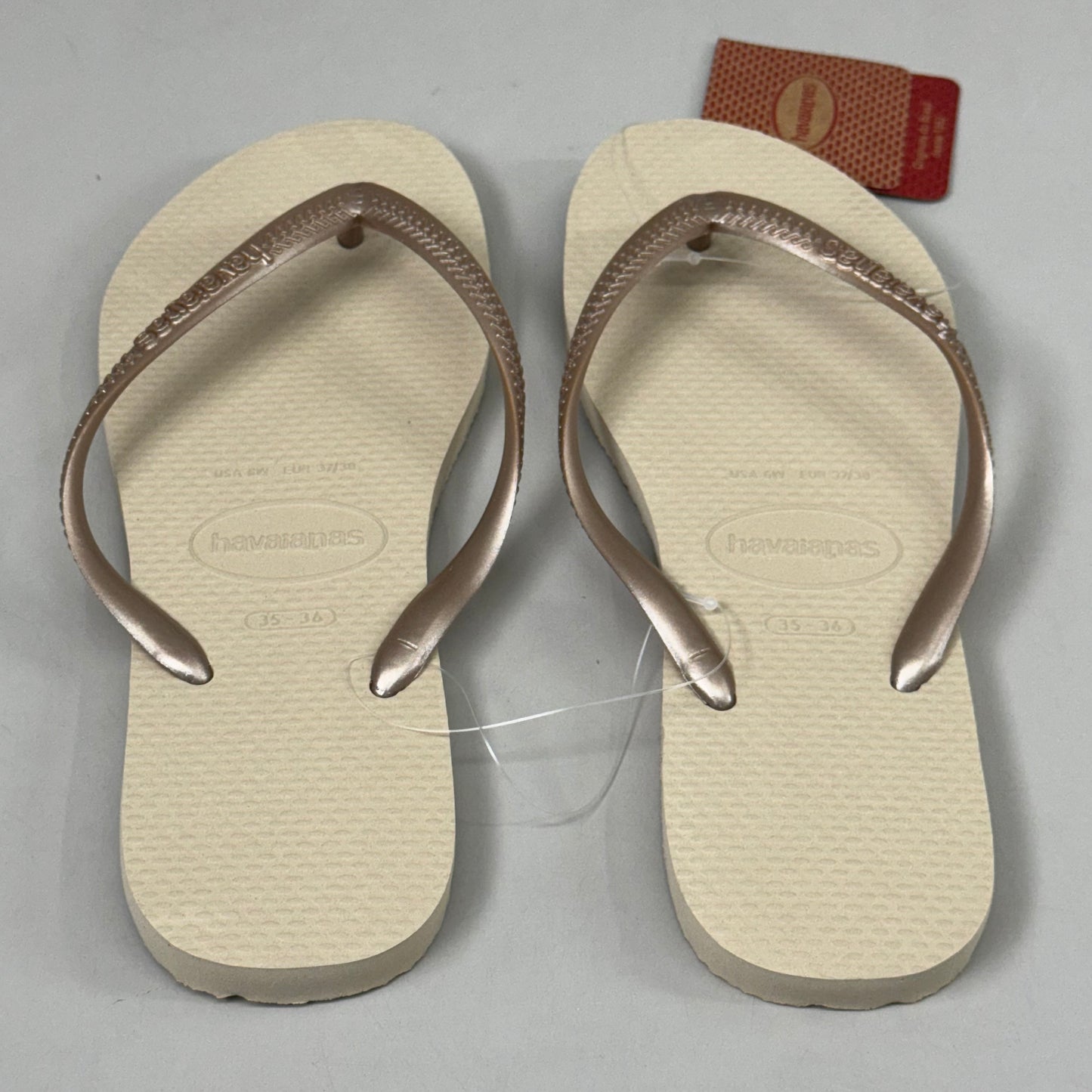 ZA@ HAVAIANAS High Quality Rubber Slim Flip Flops Non-Slip Women's 6 Sand Grey Light