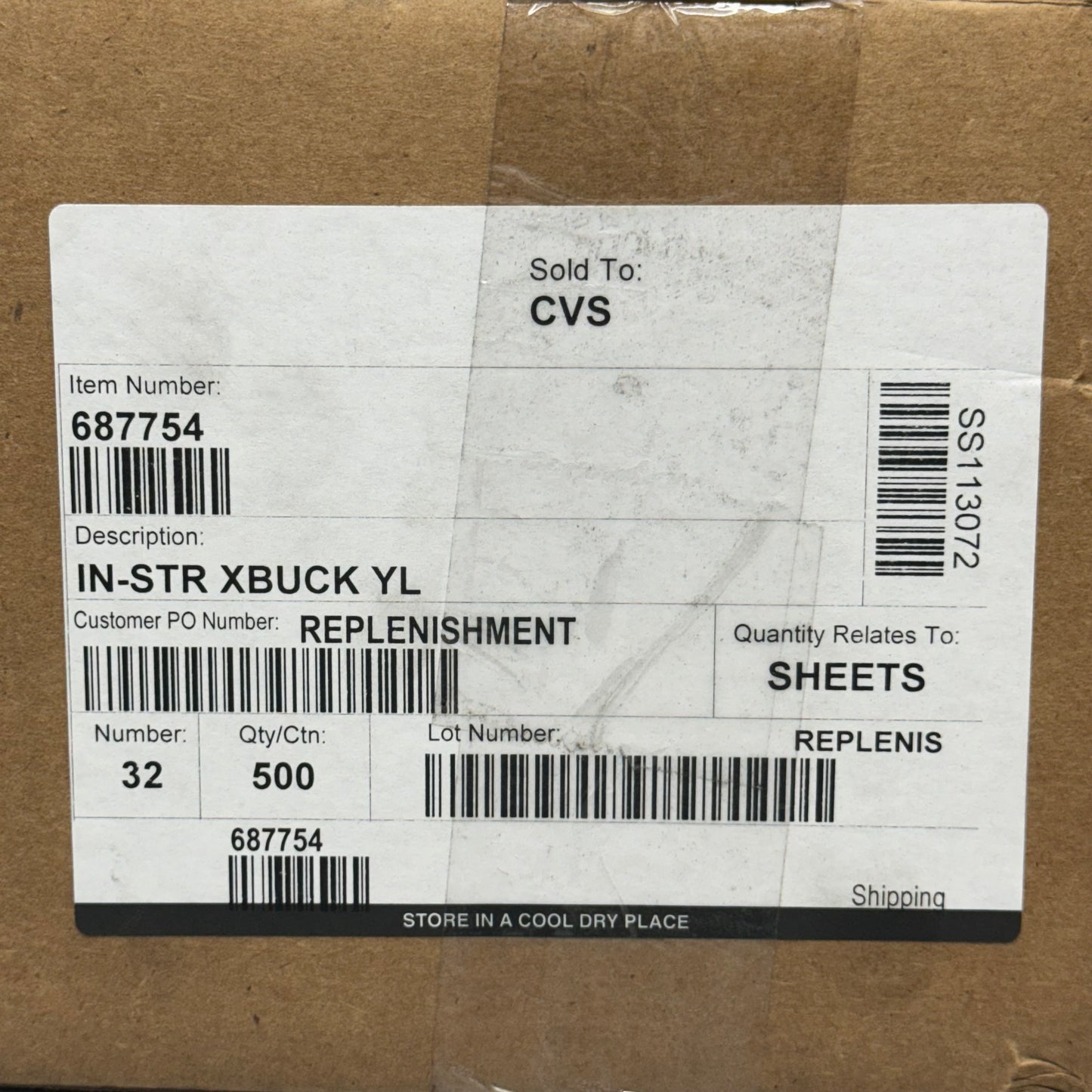 In Store XBuck YL Sheets 10 Pack 500 Sheets Item 687754