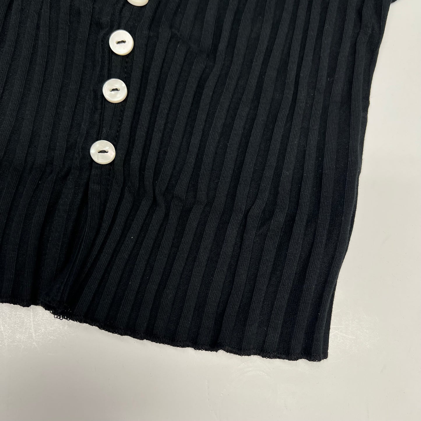 ZA@ FREE PEOPLE Tilly Ribbed Button Up Vest Women's Sz XS Black OB2078588