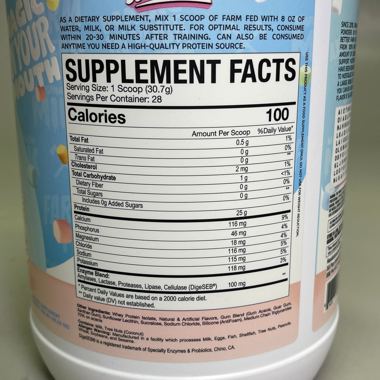 ZA@ AXE & SLEDGE Farm Fed 25G 100%Whey Protein Marshmallow Milk 28 Servings BB 04/26 C