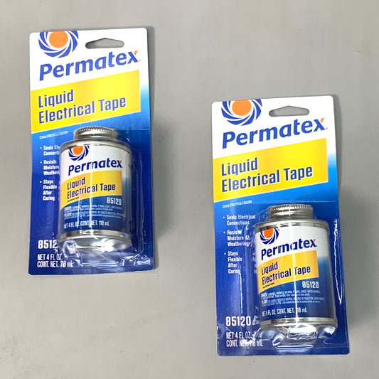 PERMATEX 2-PACK! Liquid Electrical Tape Seals Electrical Connections 85120 4oz (New)