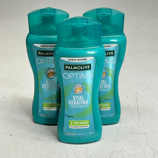 PALMOLIVE OPTIMS (3 PACK) 2-in-1 Shampoo Vital Keratin Super Repair 700 Ml