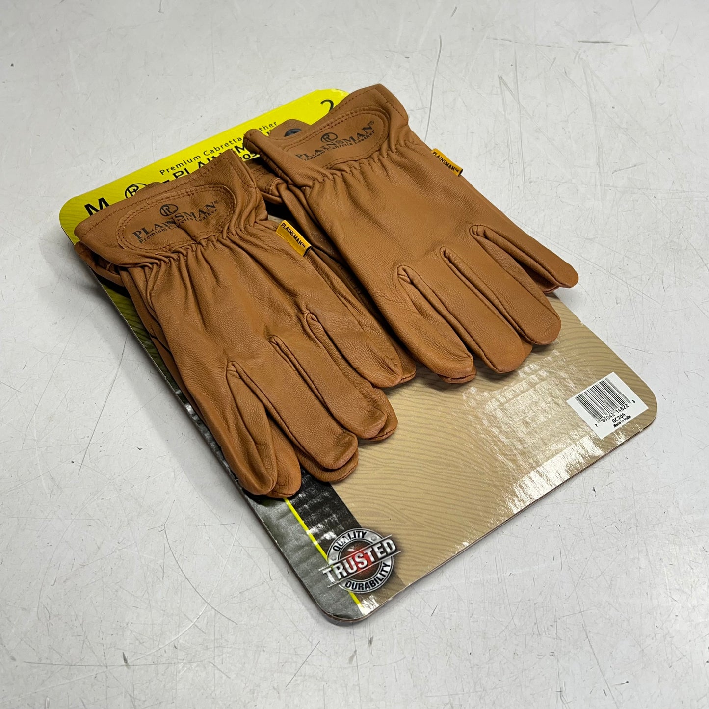 PLAINSMAN (2 PAIRS) Premium Cabretta Leather Gloves Unisex Sz M Brown GC206
