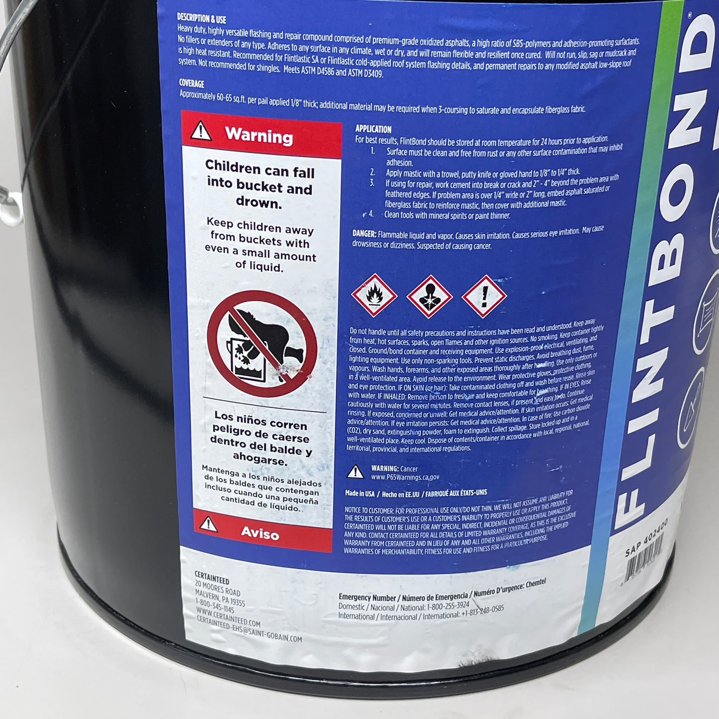 CERTAINTEED Flintbond All Weather SBS-Modified Bitumen Flashing Mastic 4.7 Gal (New)