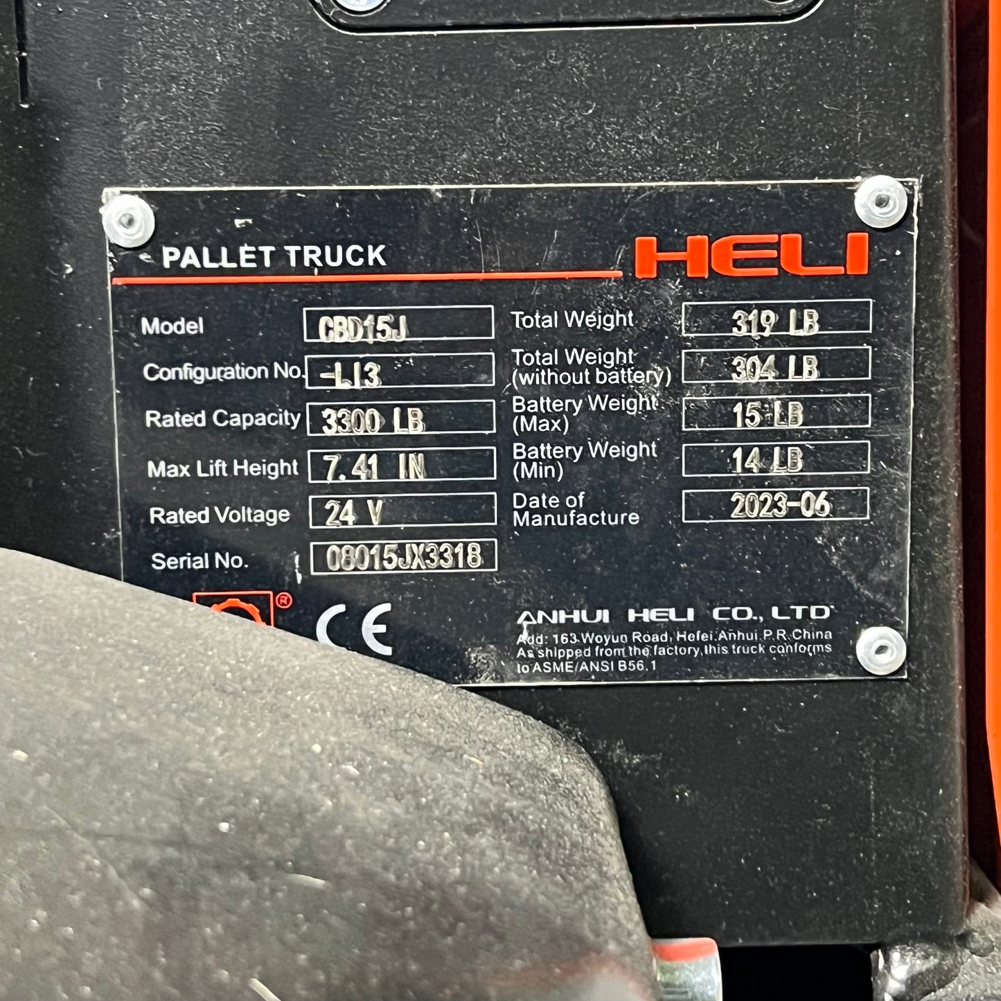 HELI Fully Electric Pallet Jack Truck 3300 lbs Sz 27" W x 60" L CBD15J