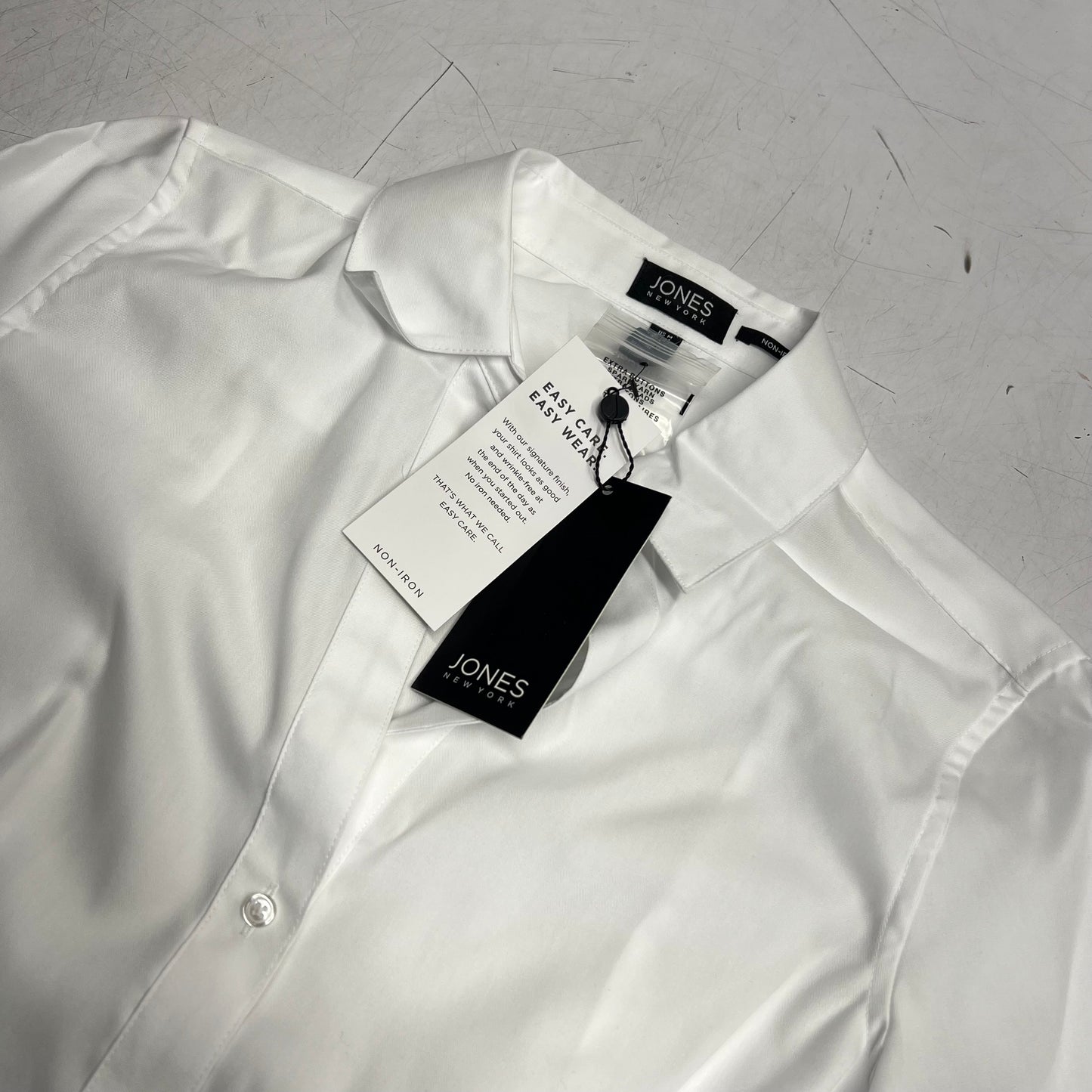 JONES New York Easy Care Professional Button Up Collared Shirt Women's Sz M White
