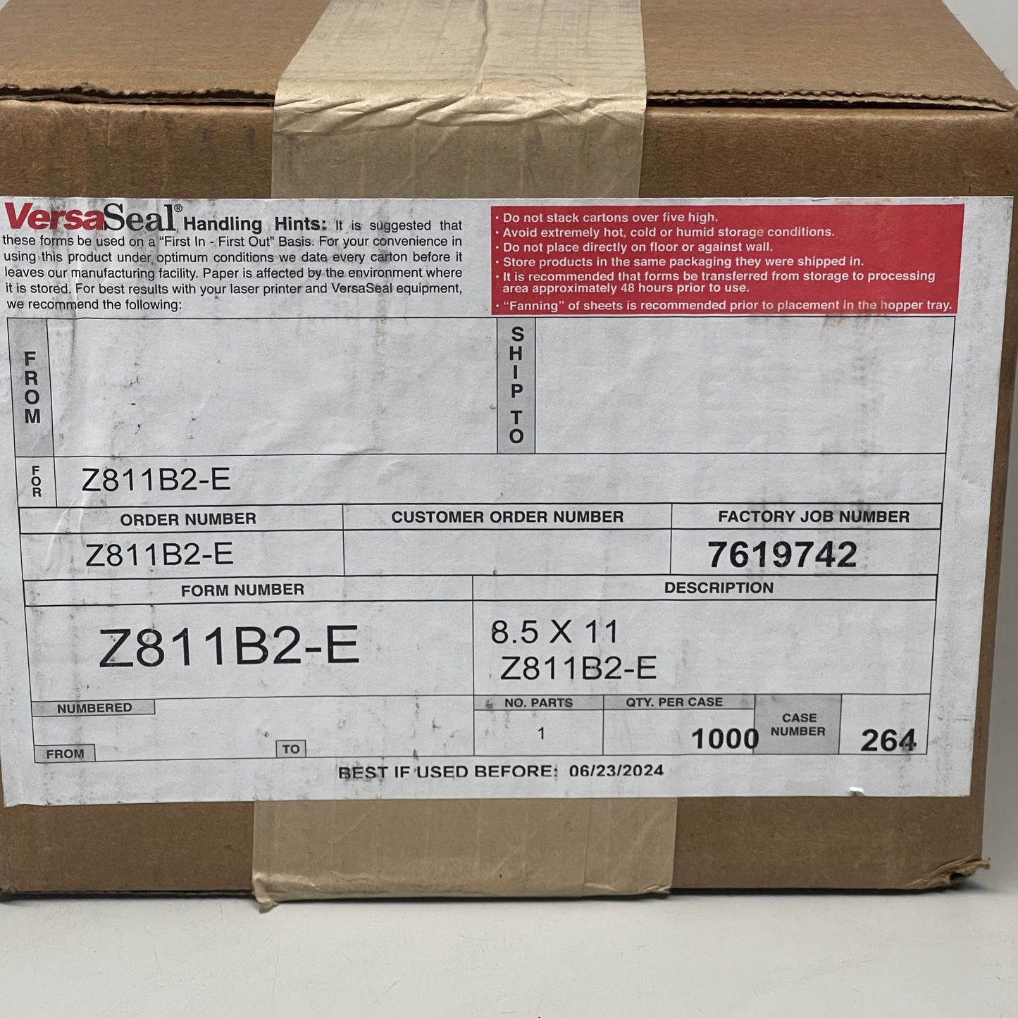 VERSASEAL (1000 PACK) 11″ Z-Fold Pressure Seal Security Payroll Checks Z811B2-E BB 06/24