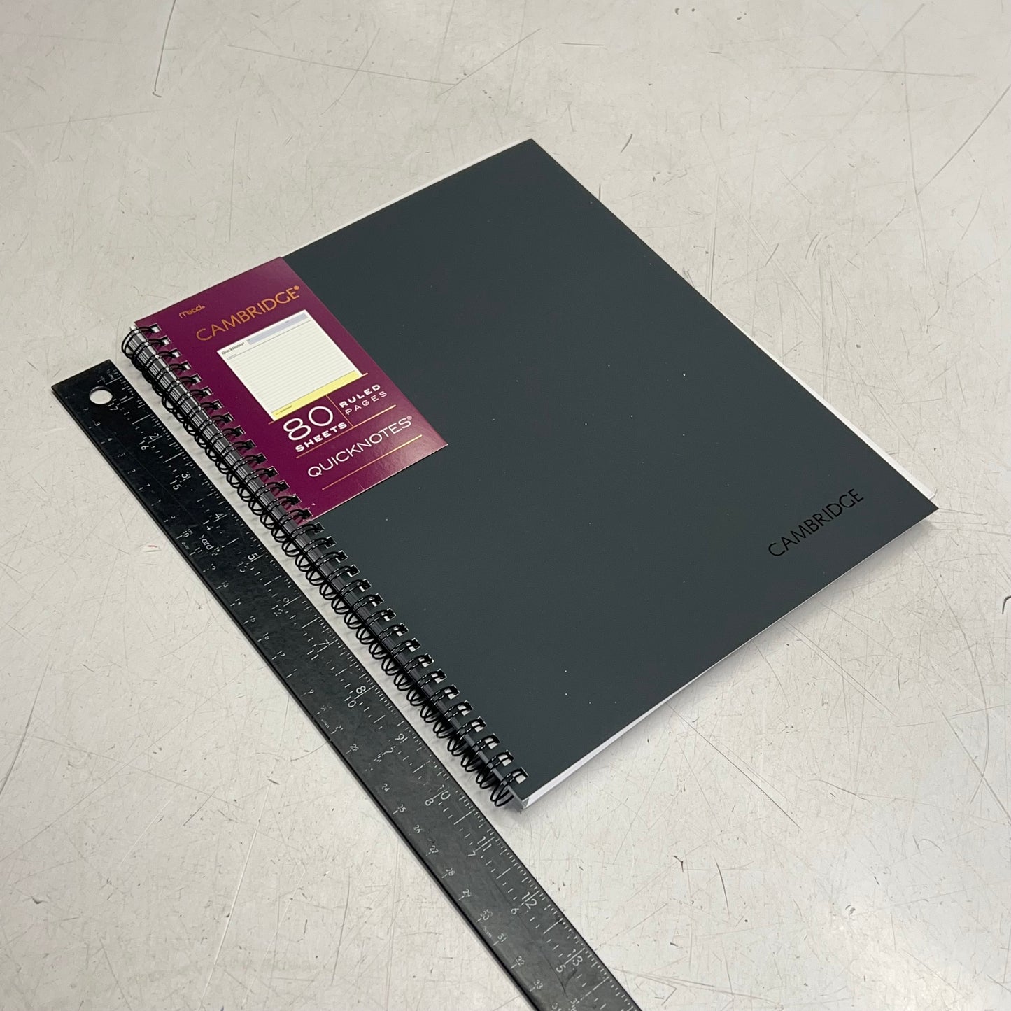 ZA@ MEAD (2 PACK, 80 SHEETS EACH) Wirebound Guided Quick Notes  11 x 8.5  Grey 06066