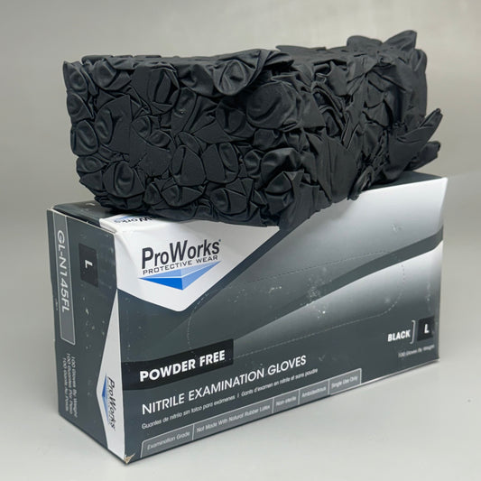 PROWORKS Protective Wear Nitrile Examination Gloves 100ct Size: Large GL-N145F