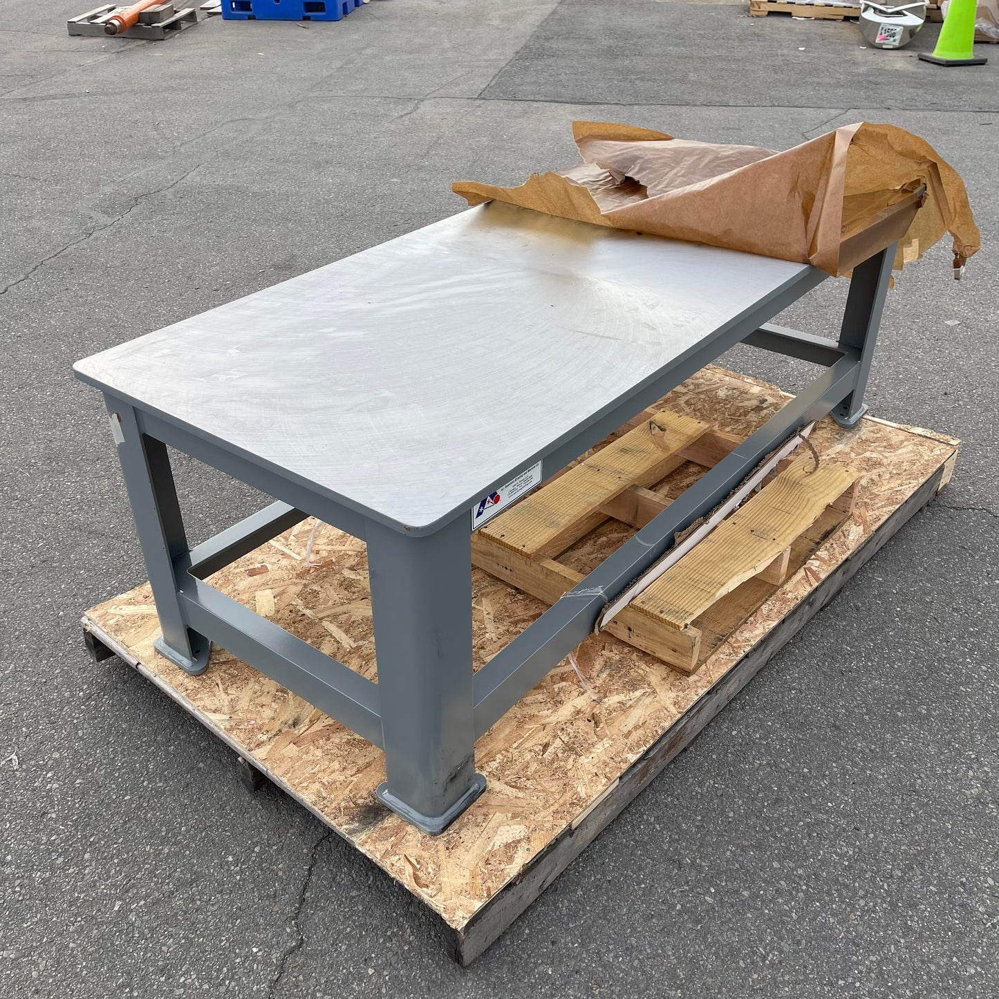 ZA@ Pallet of BRUTE MACHINE BASES Heavy-Duty Work Table 72”x30”x24” ~680 lbs Steel (AS-IS)
