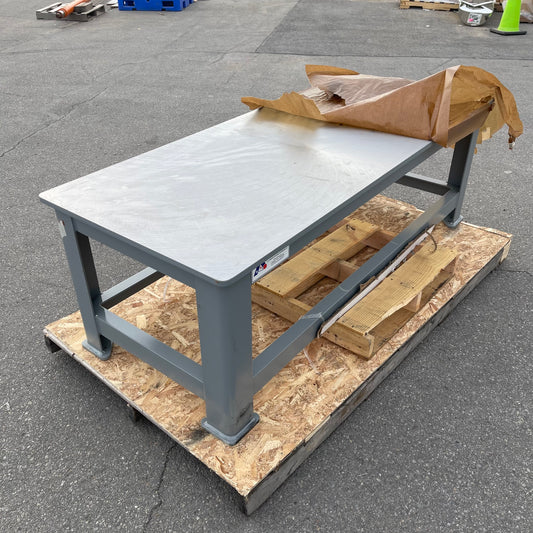 ZA@ Pallet of BRUTE MACHINE BASES Heavy-Duty Work Table 72”x30”x24” ~680 lbs Steel (AS-IS)