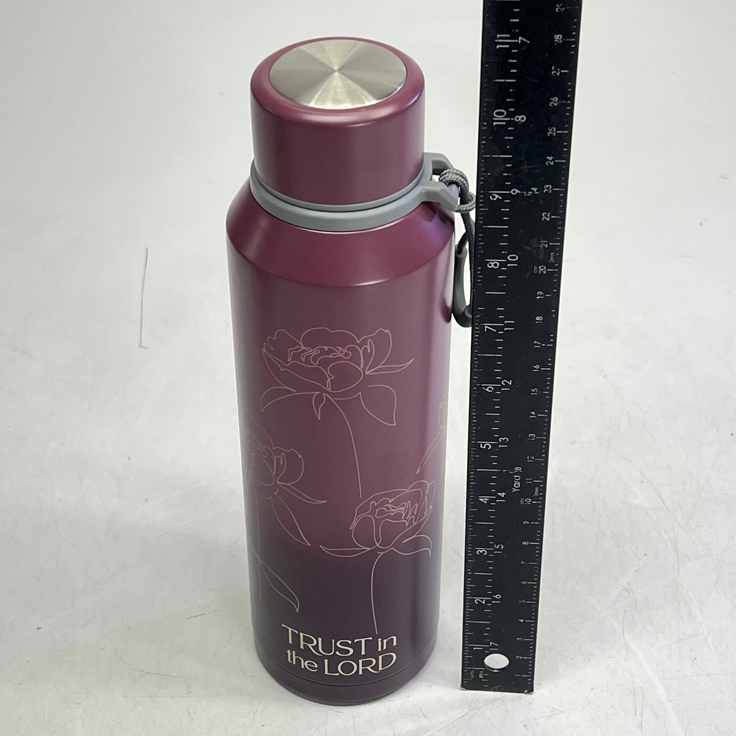 CHRISTIAN ART GIFTS Trust In The Lord Stainless Steel Water Bottle 24oz Plum