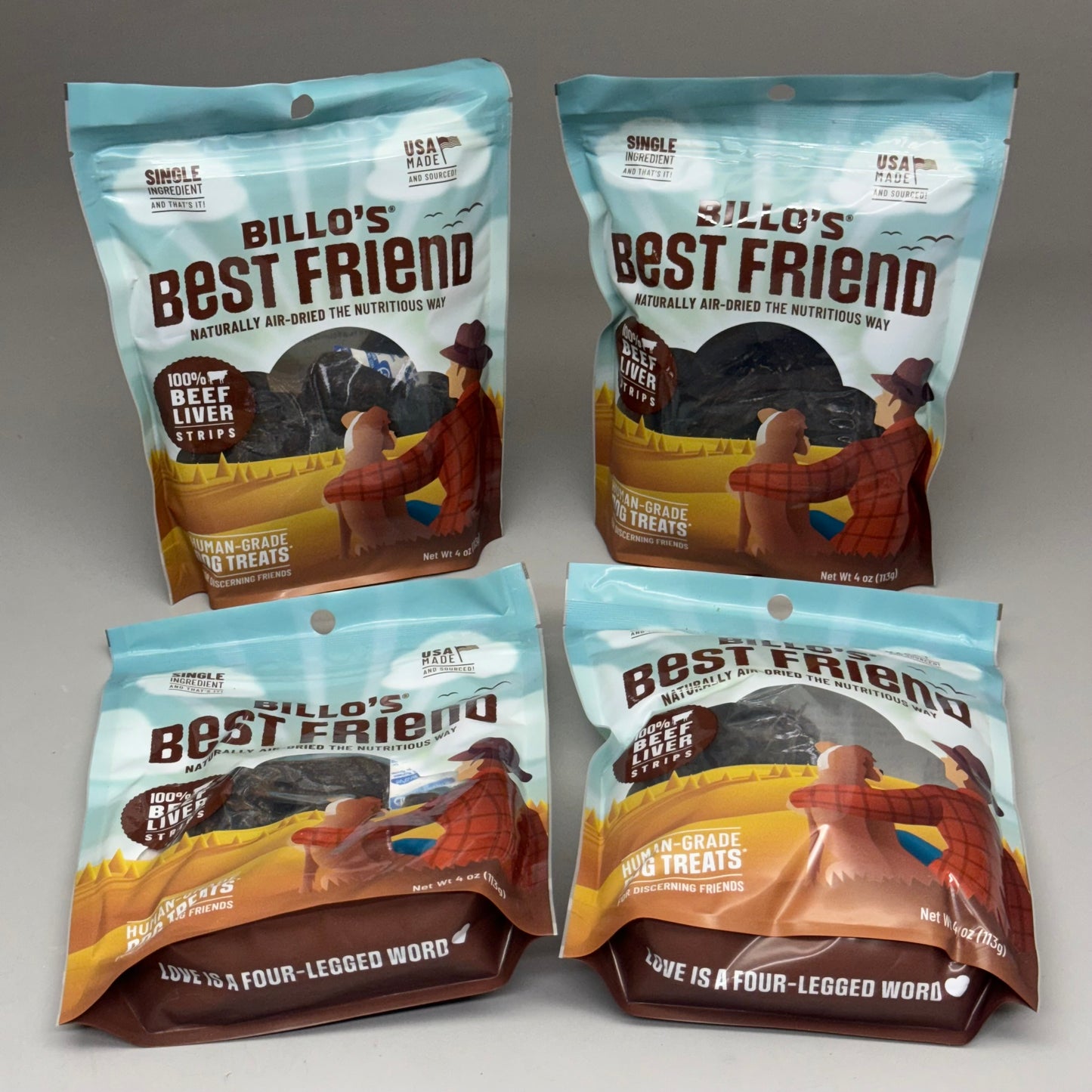 ZA@ BILLO’S BEST FRIEND (4 PACK) Beef Liver Strips 4 oz Each BB 10/24