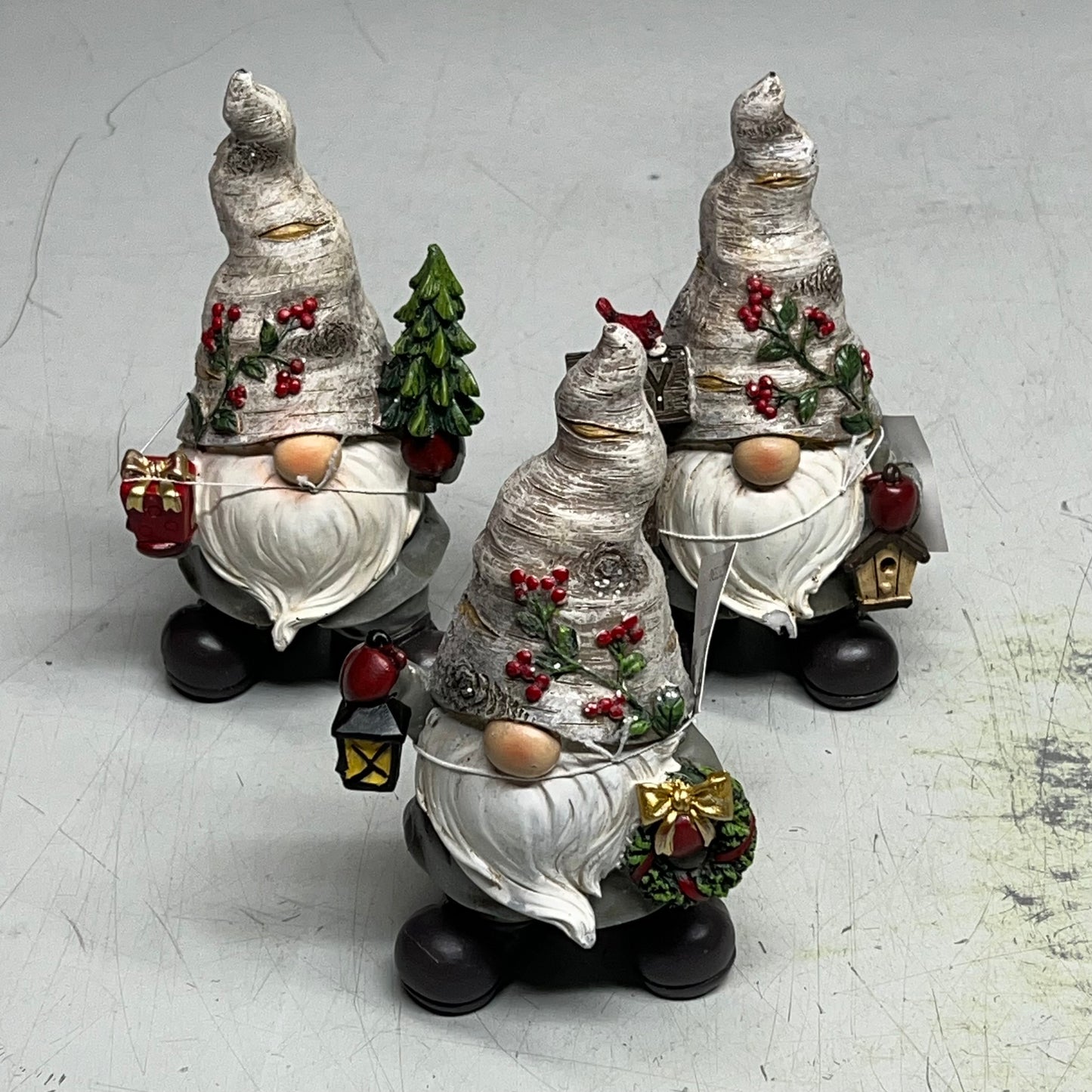 ZA@ GERSON  (LOT OF 3) Assorted Resin Christmas Holiday Gnomes 6.3"  Multicolor 2025014433