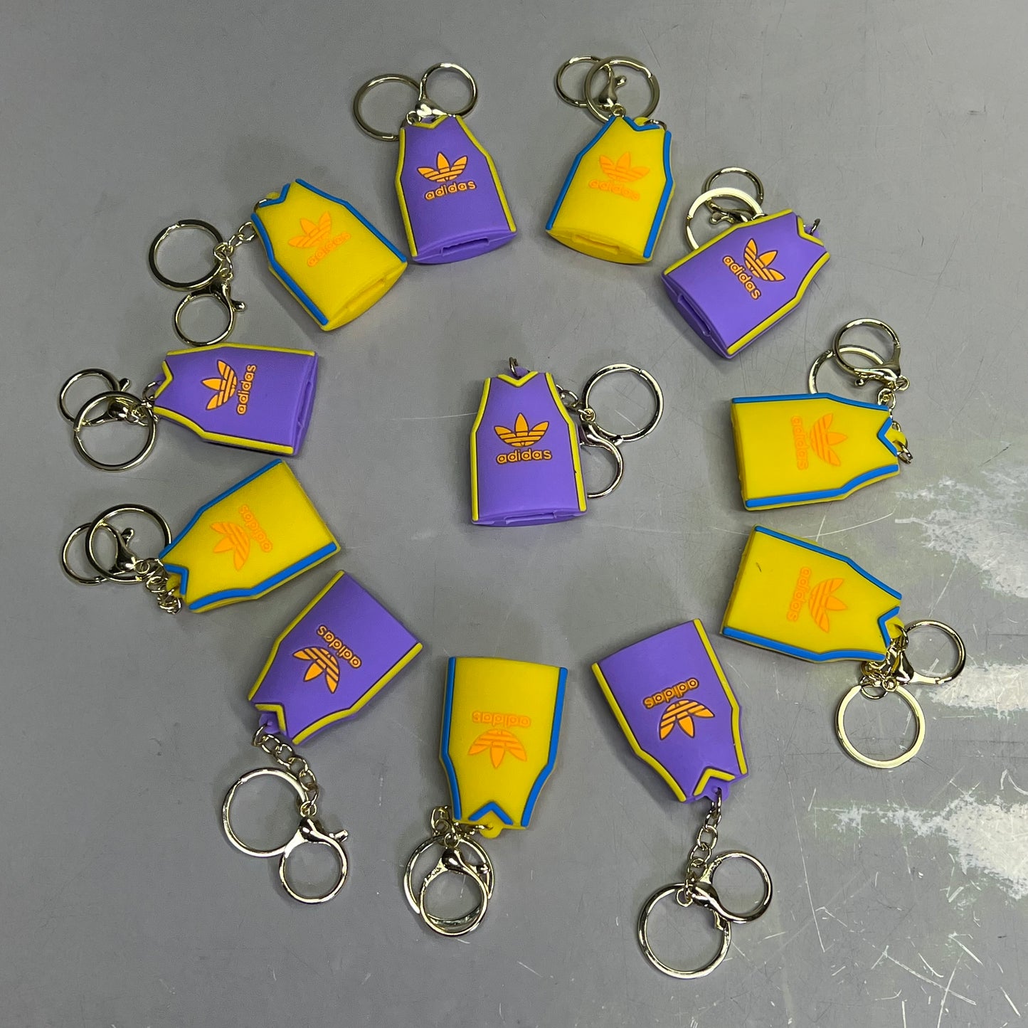 FOREVER SPORTS (12 PACK) Adidas Sports Jersey Keychains  8" Purple/Yellow