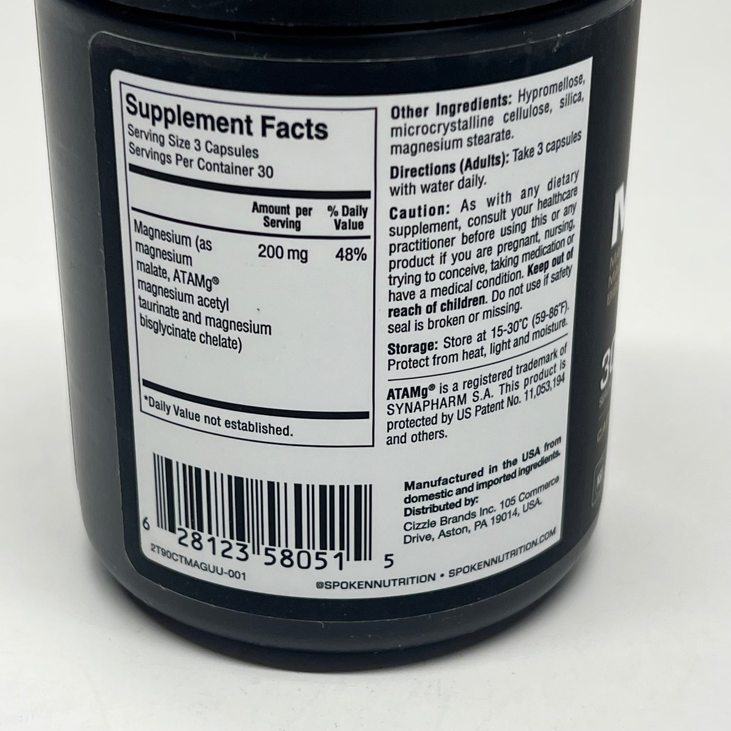 SPOKEN Mag 3 Magnesium Blend Atamg 90 Count 30 Servings 200mg BB 04/27