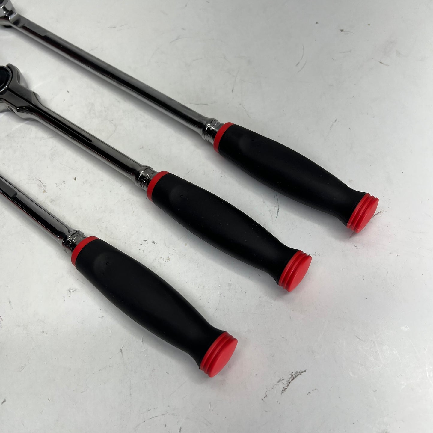 SNAP ON Soft Grip Ratchet Set W/ Pro-fit 3 Piece 3/8" Drive Chrome 203RT0480FR