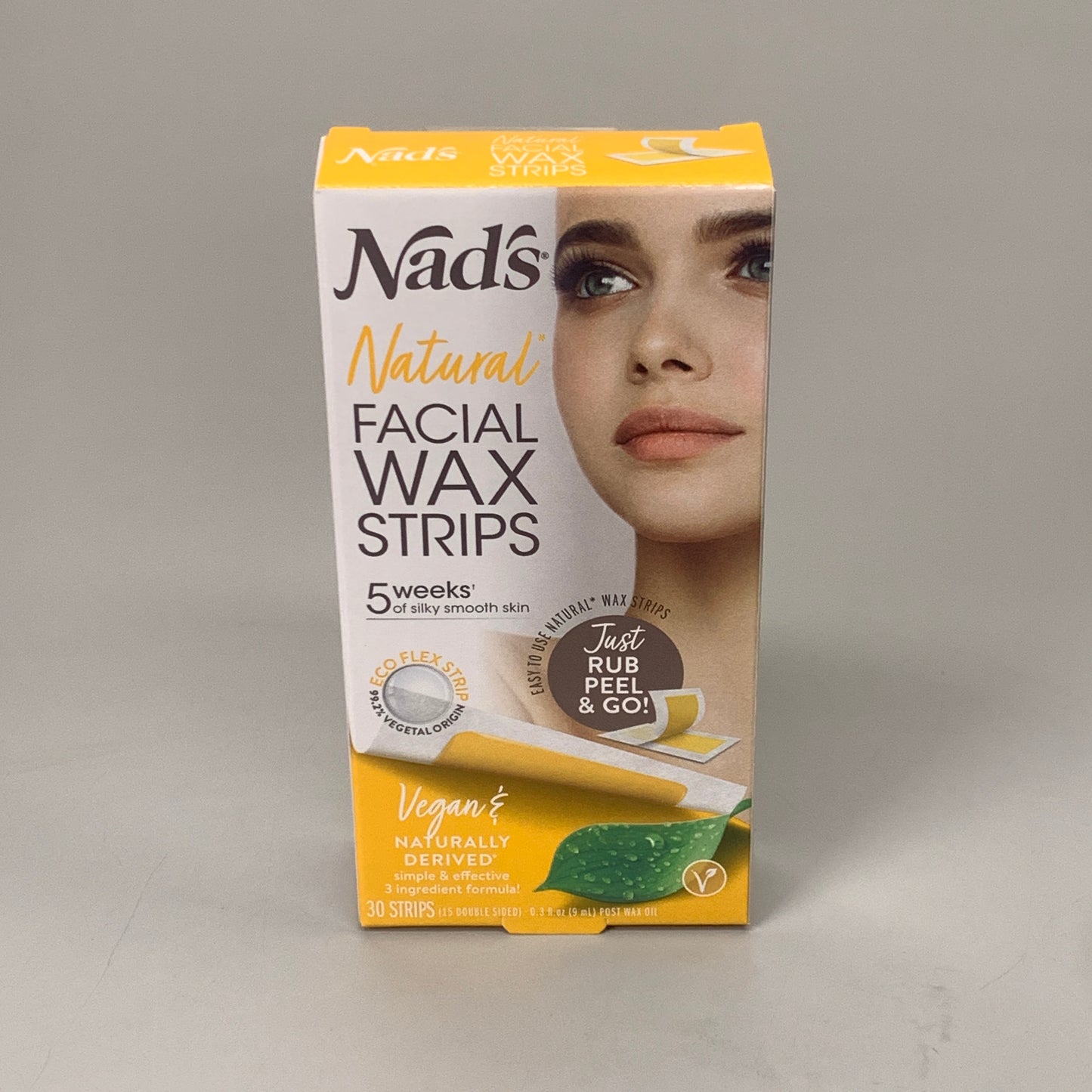 NADS 3 PK Natural Facial Wax Strips Vegan With Post Wax Oil 6501EN06