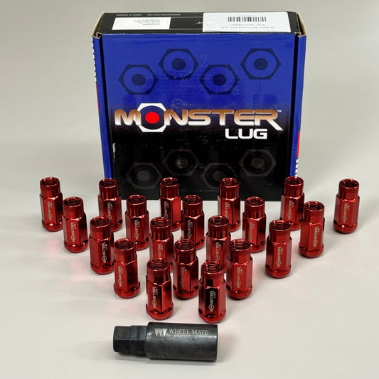 MONSTER LUG Kit Open Ended Top Red Finish 20 Pieces 1 Key M14xP1.5 33006R