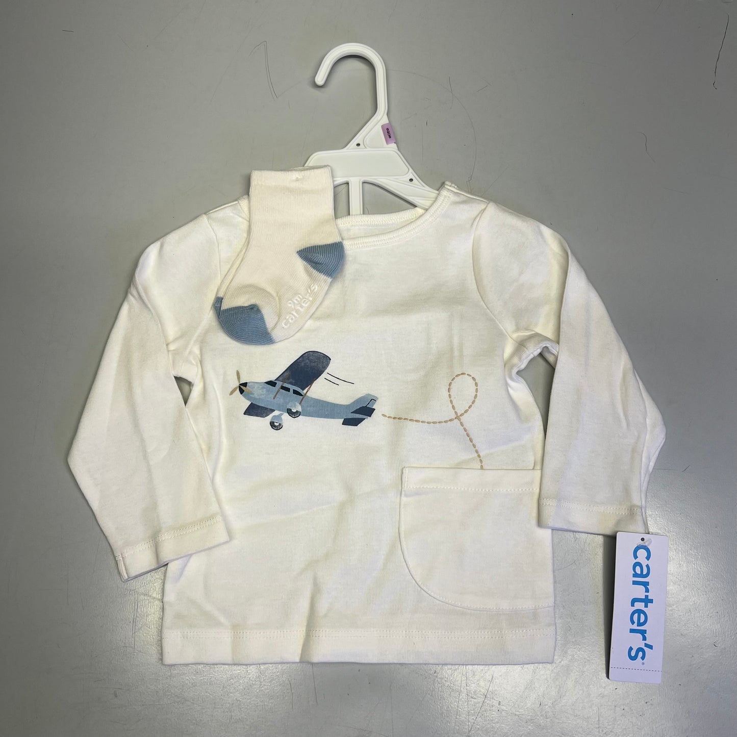 CARTERS (4 PIECE SET) 100% Cotton Airplane Print Outfit Set Boy's Sz 9M Blue