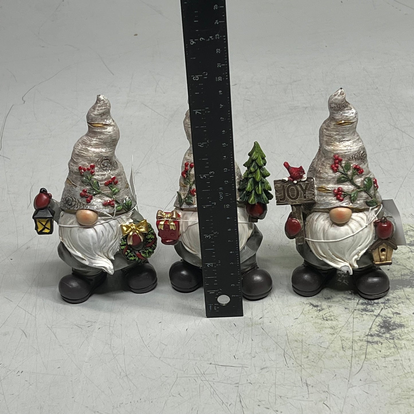 ZA@ GERSON  (LOT OF 3) Assorted Resin Christmas Holiday Gnomes 6.3"  Multicolor 2025014433