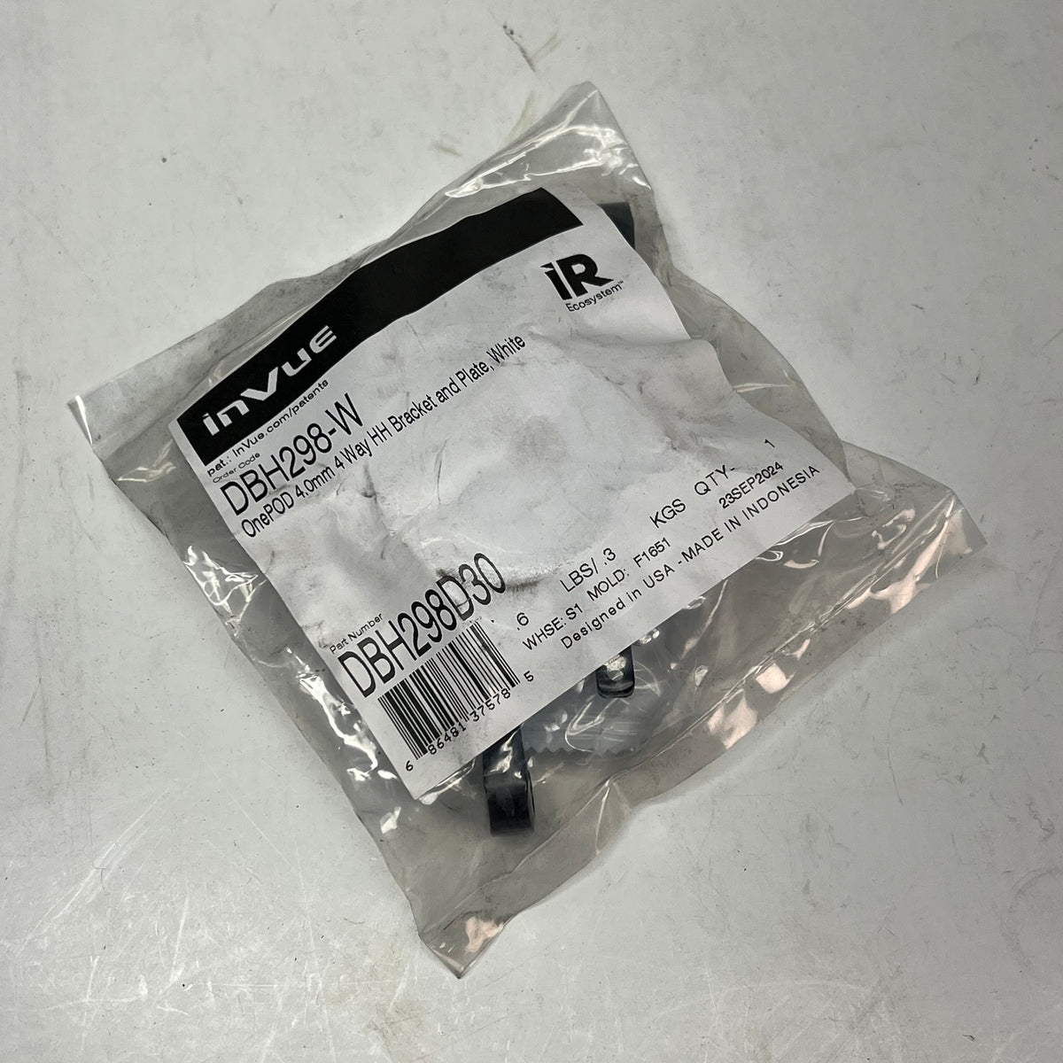 INVUE Onepod Bracket & Plate W/allen Wrench & Wipe 4.0mm 4 Way HH White DBH298-W