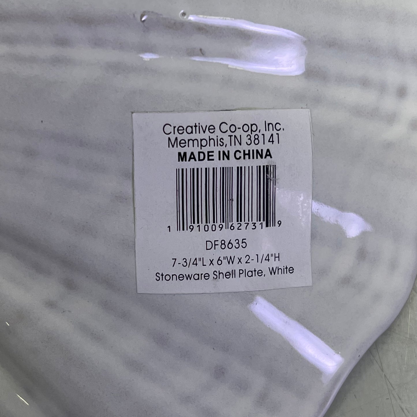 CREATIVE CO-OP (3 PACK) Reactive Crackle Glaze Stoneware Shell Plate White 8635