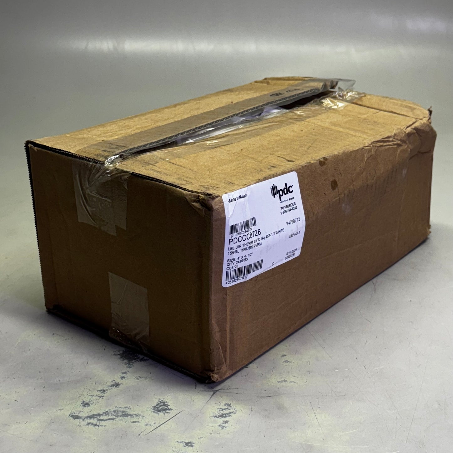 PDC (16 Rolls) Printer Labels Dir Therm 4" x 4-1/2" White PDCCC8728