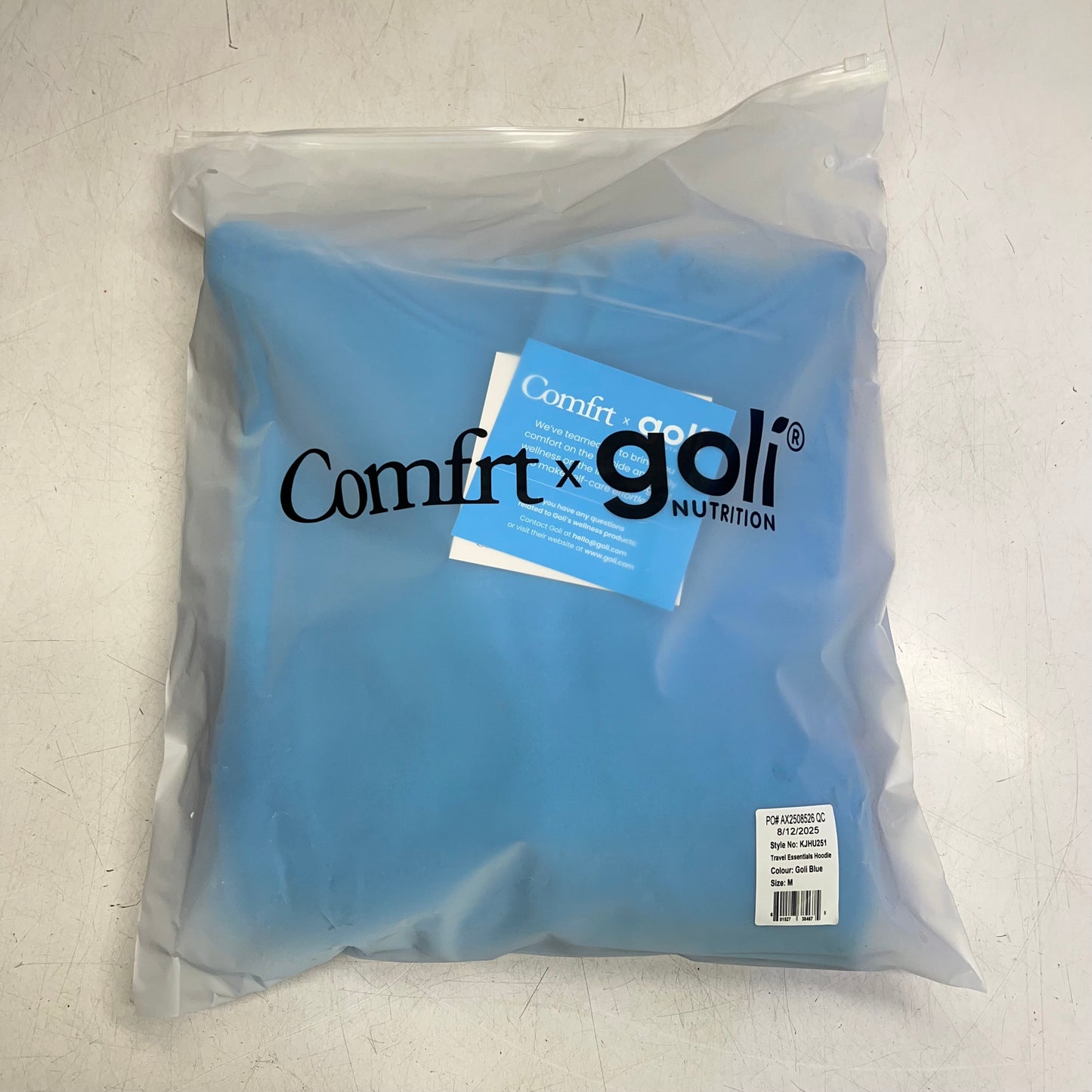 COMFRT X GOLI NUTRITION Travel Essentials Hoodie Women's Sz M Goli Blue KJHU251