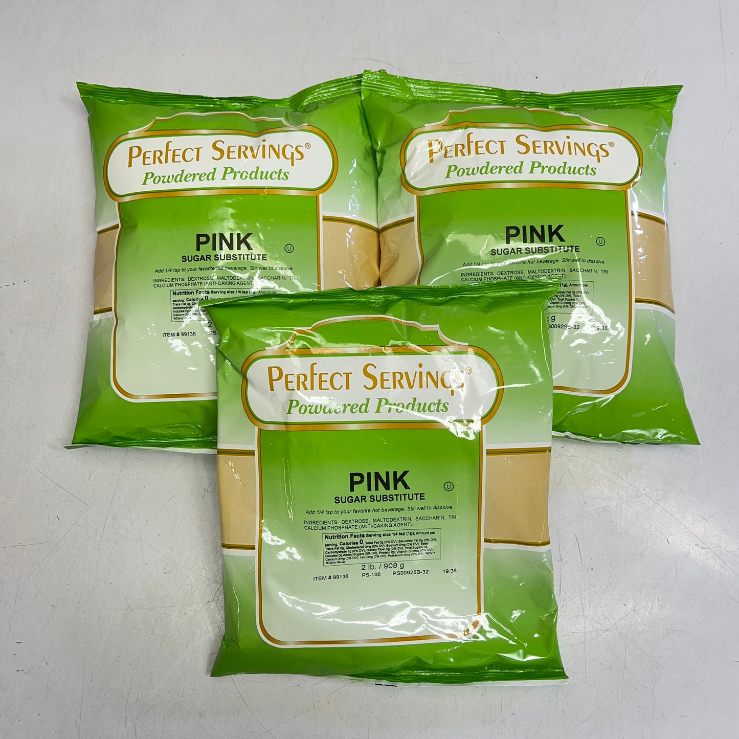 PERFECT SERVINGS (3 PACK, 2lb EACH) Pink Sugar Substitute Pink BB 01/27 99136