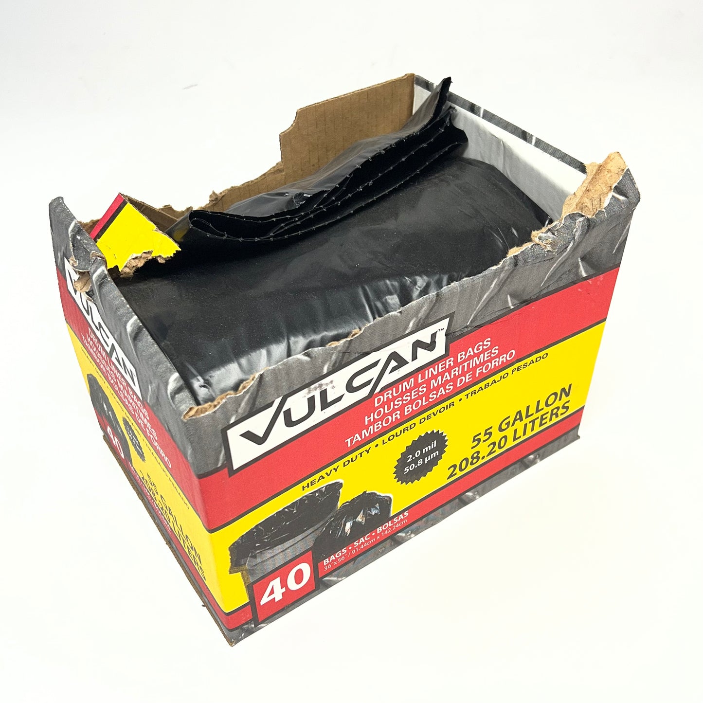 ZA@ VULCAN (40 BAGS) Drum Liner Bags Sz 55 Gal. PK-PS0190B (As-Is) Damaged Box