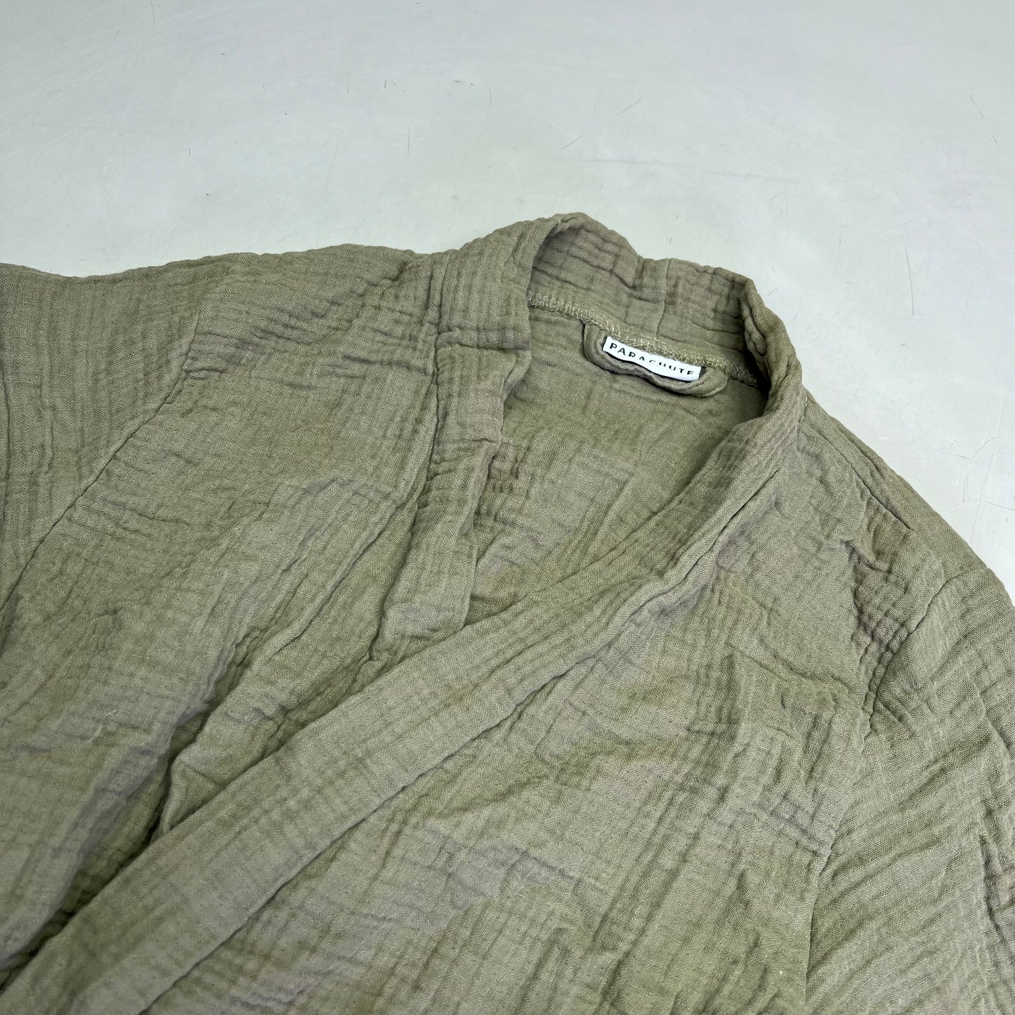 PARACHUTE 4-Ply Gauze Cloud Cotton Robe W/ Pockets Men's Sz S Moss (Pre-Owned)