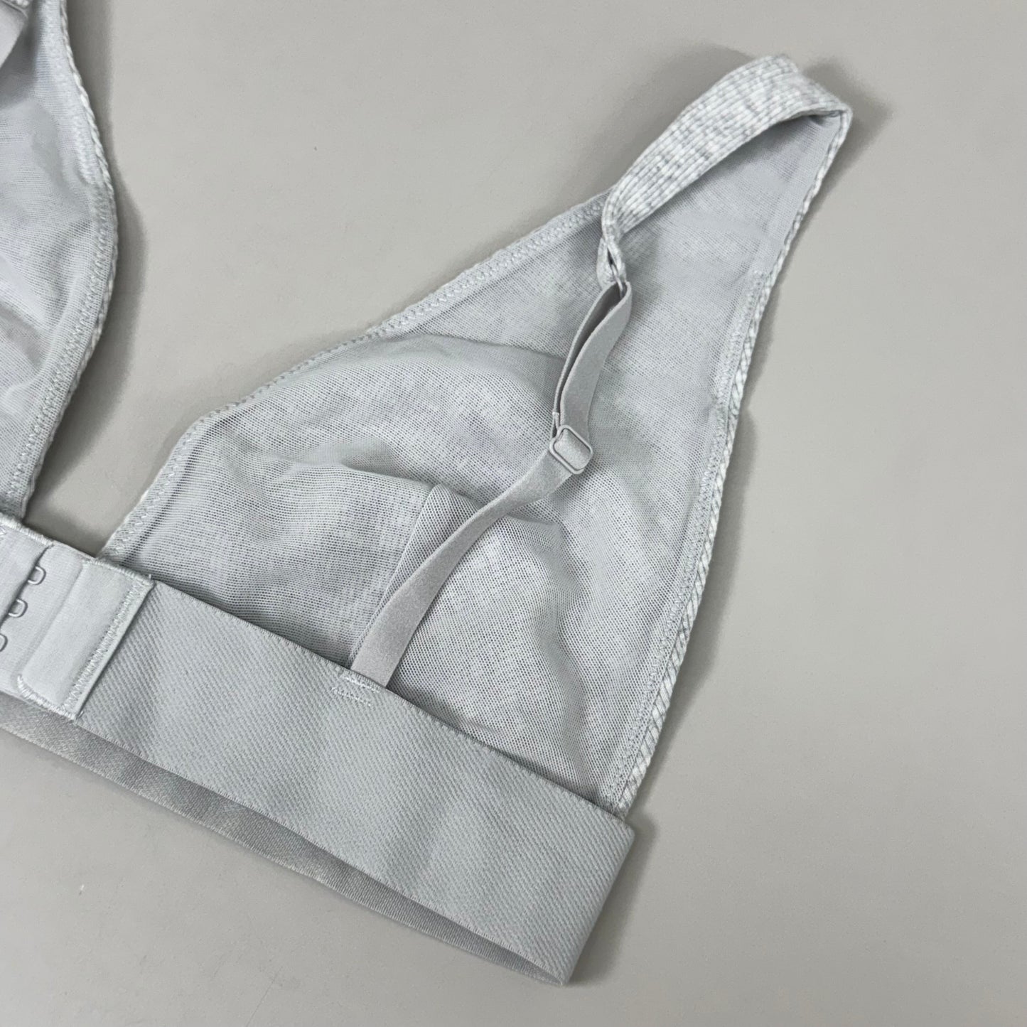 SKIMS Breathable Cotton Rib Triangle Plunge Bralette Women's Sz L Heather Grey