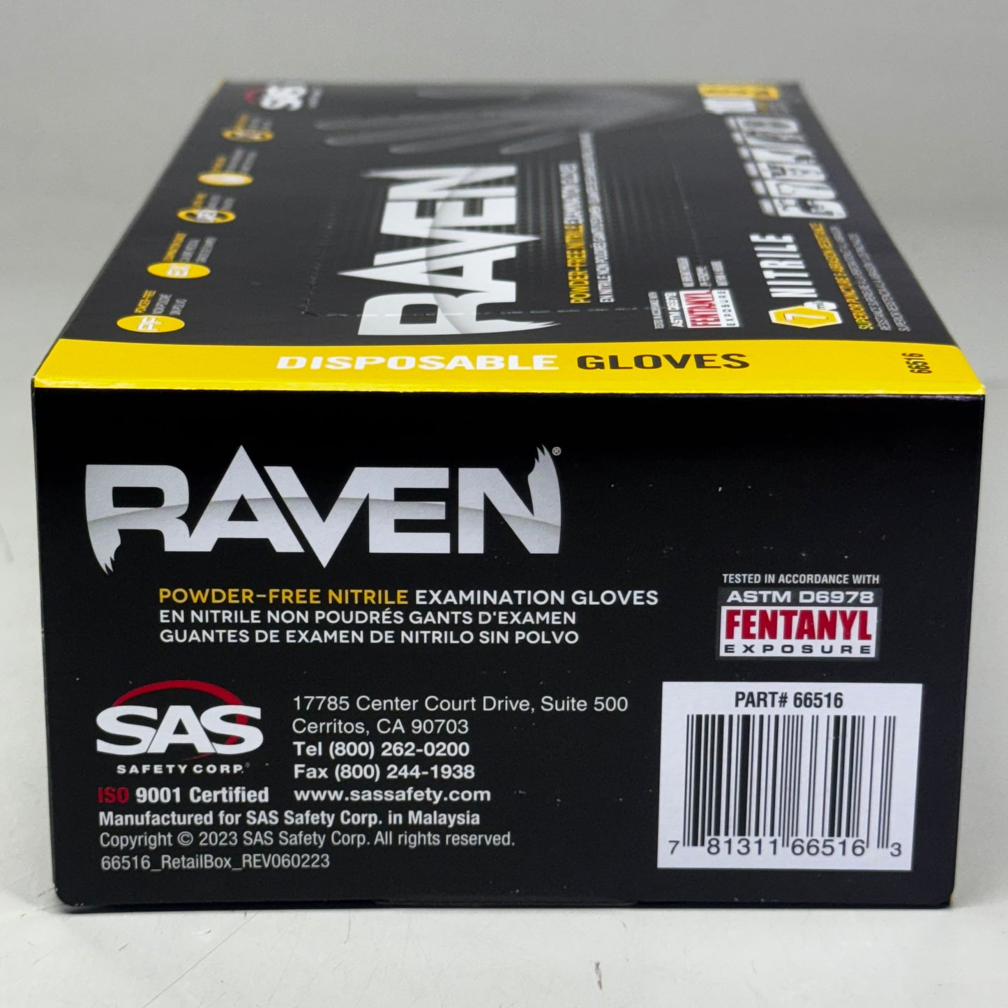RAVEN (200 Gloves) Powder Free Nitrile Examination Gloves S Black 66516