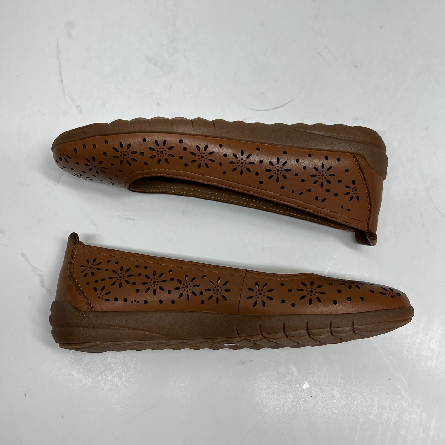 EASY SPIRIT Araceli Leather Ballet Flats Genuine Leather Women's Sz 7M Brown (As-Is)