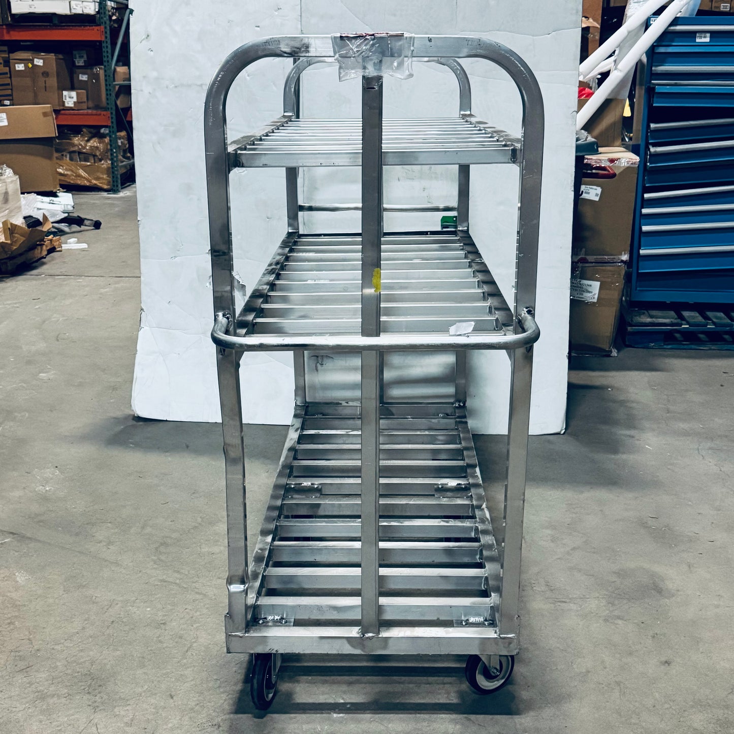 ZA@ NATIONAL CART Aluminum Custom Pick Carts, 3 Shelf Cart AL-CPC-2566 Sz 59”Hx70.5”Lx25”W (AS-AS, Damaged)