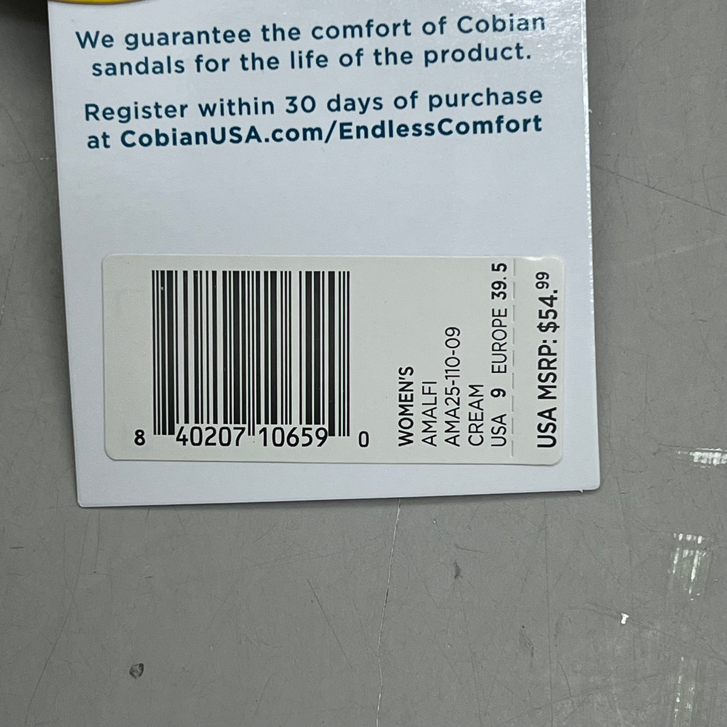 COBIAN Amalfi Synthetic Leather W/ Microfiber Lining Sandals Women's Sz 9, 39.5 EU Cream AMA25-110-9