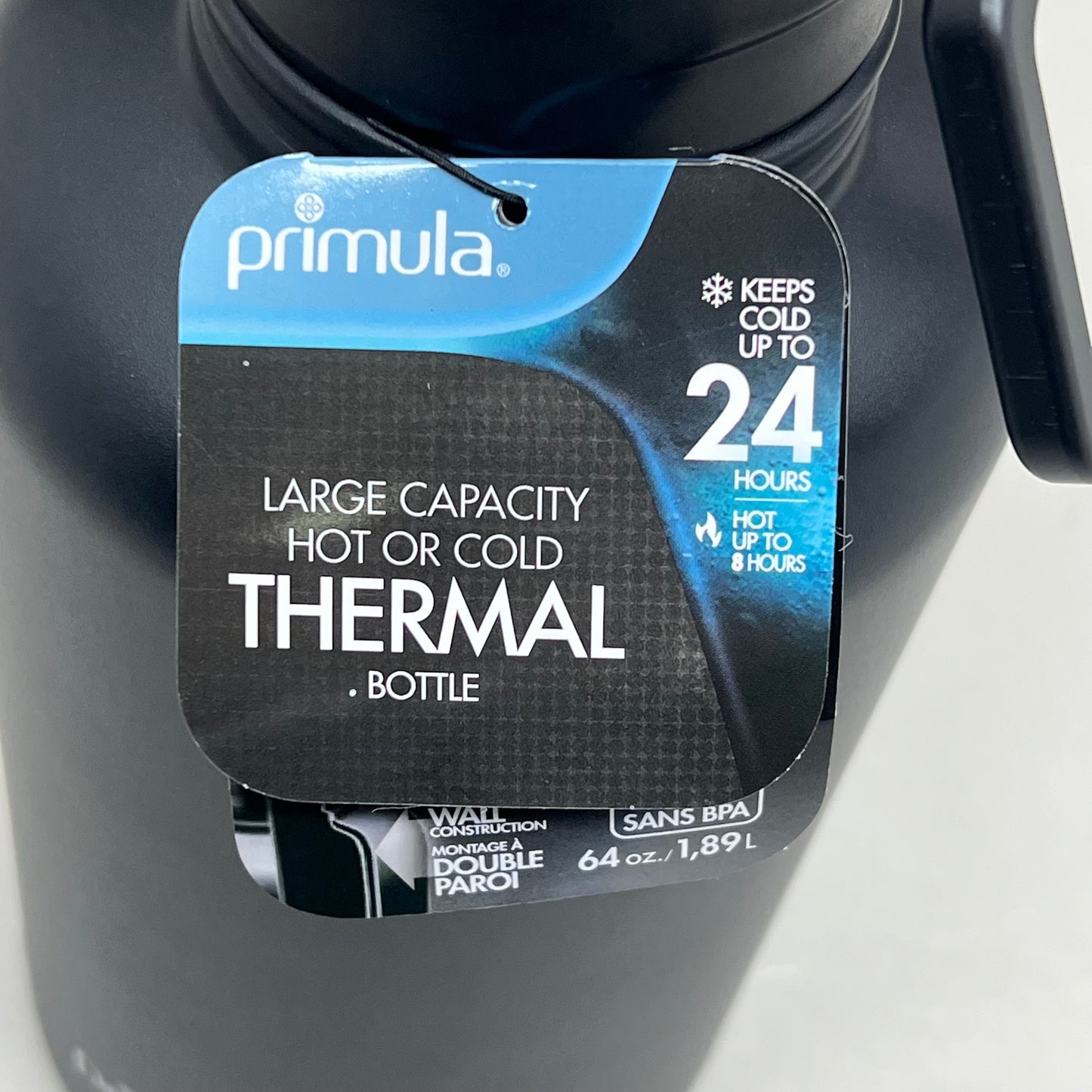 EPOCA Primula Large Capacity Hot or Cold Thermal Bottle 64 oz Black PHAE-64BK21