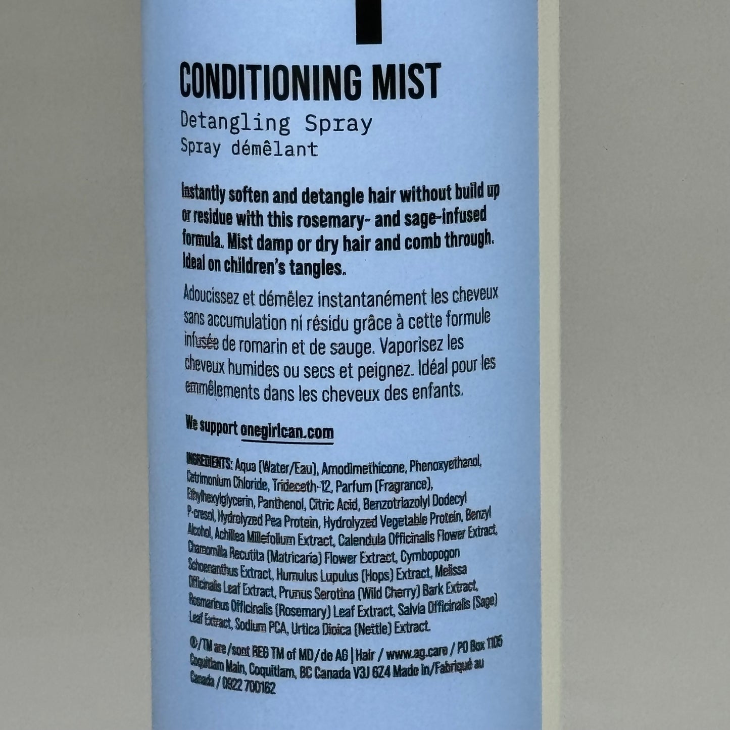 AG CARE Conditioning Mist Detangling Spray Restore Hydration & Protect 12 fl oz