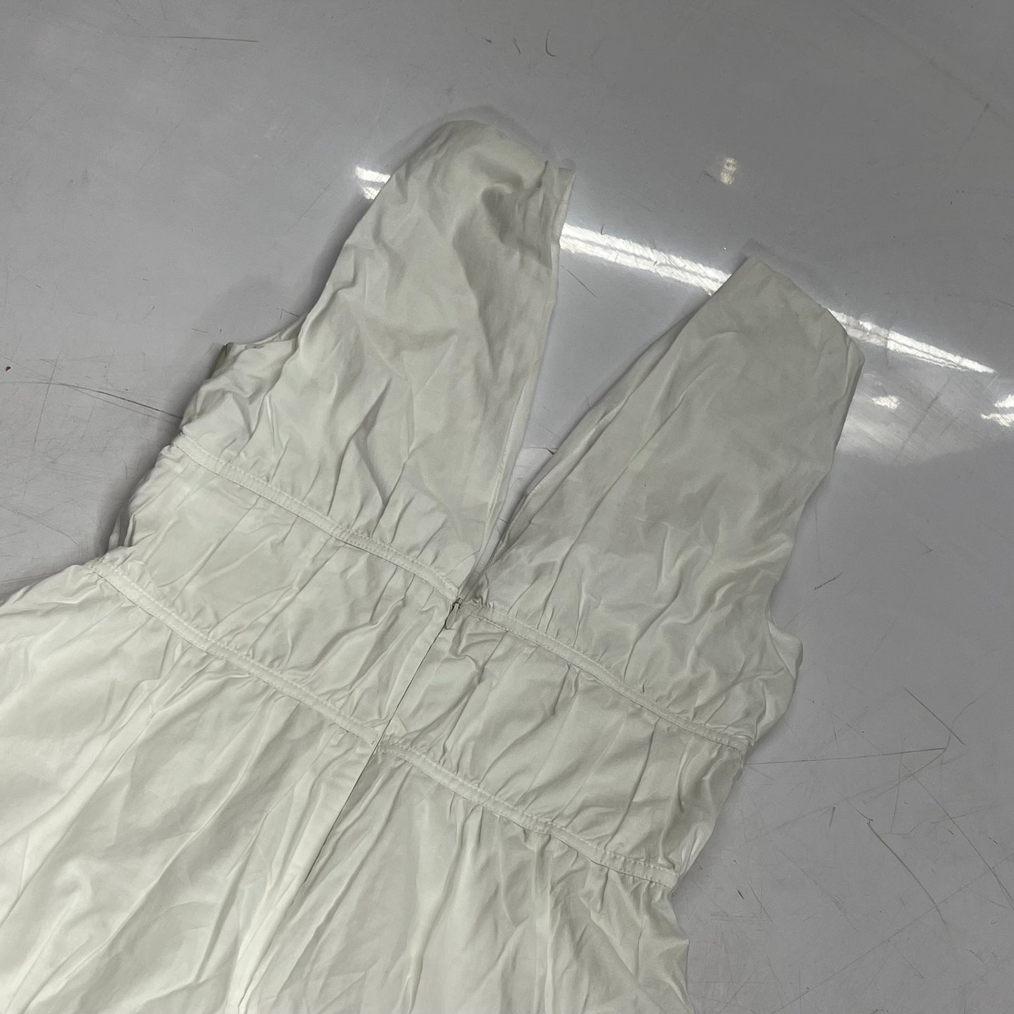 PEIXOTO Plunging V-neck Ava Midi Dress W/ Pockets Women's Sz S White 46018-WHT
