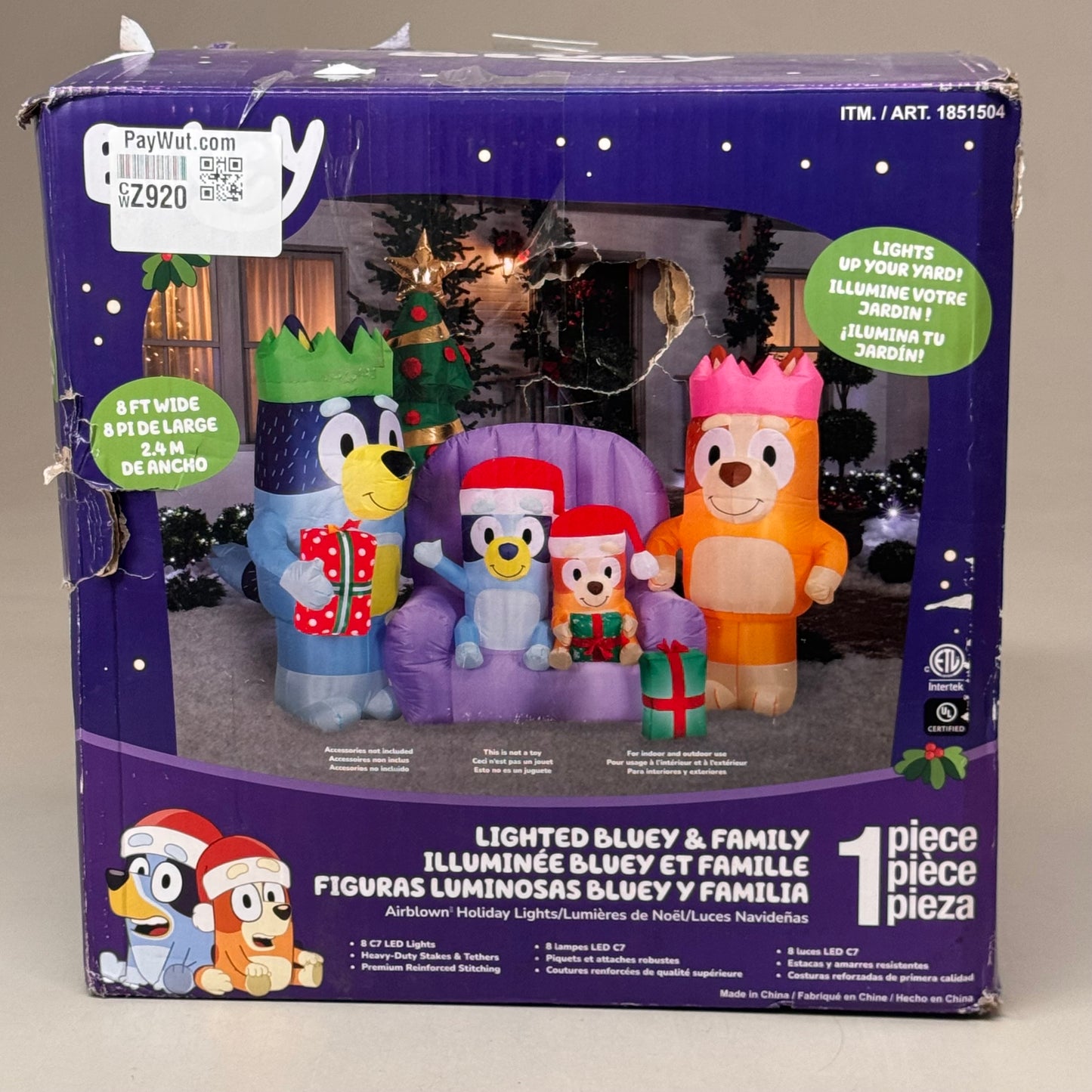GEMMY AIRBLOWN® New 6.6’ Bluey Family 8 Led Lights Christmas Inflatable, 1851504  8 feet New Damaged Box