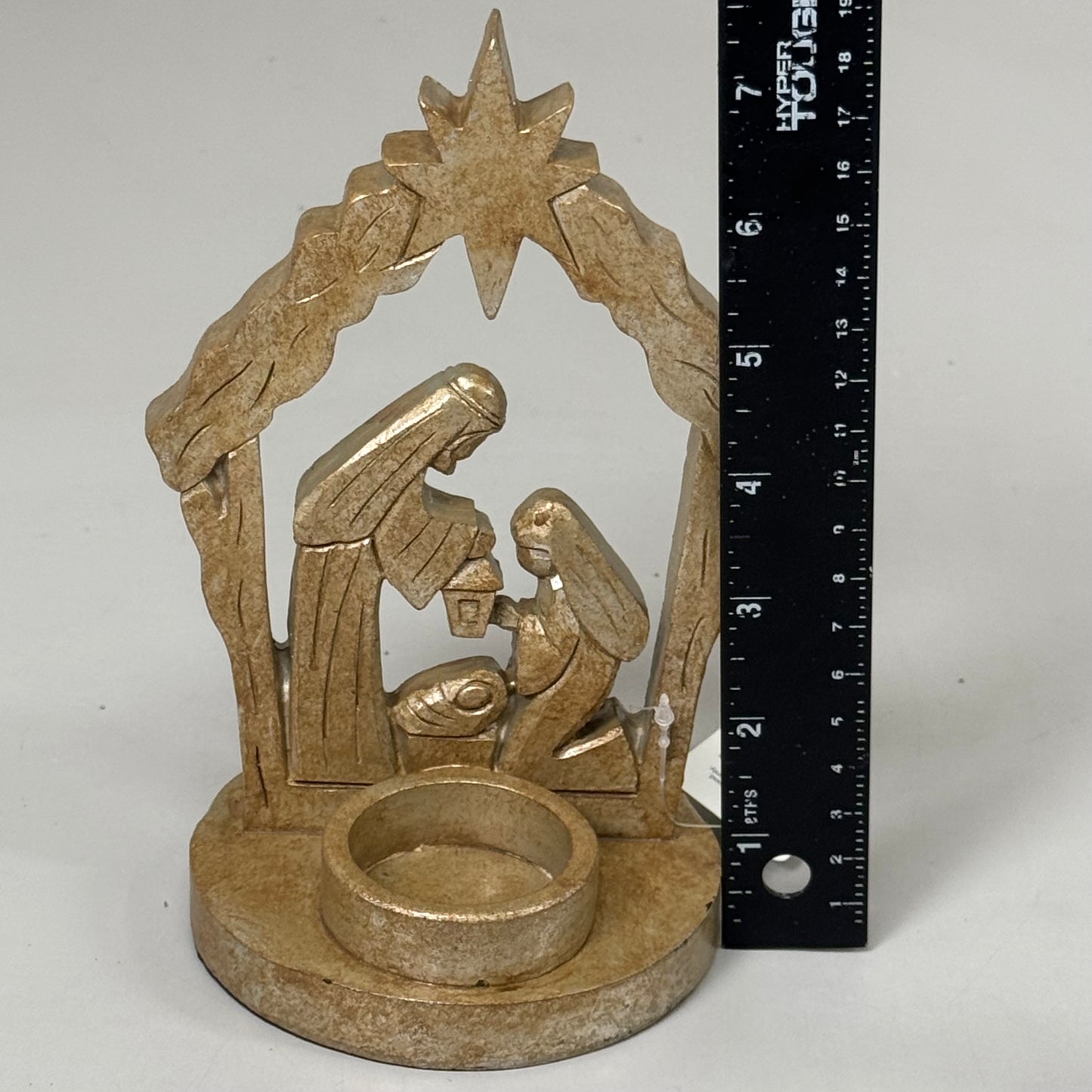 RAZ IMPORT Resin Holy Family Tea Light Candle Holder Gold 7.25" 4412124